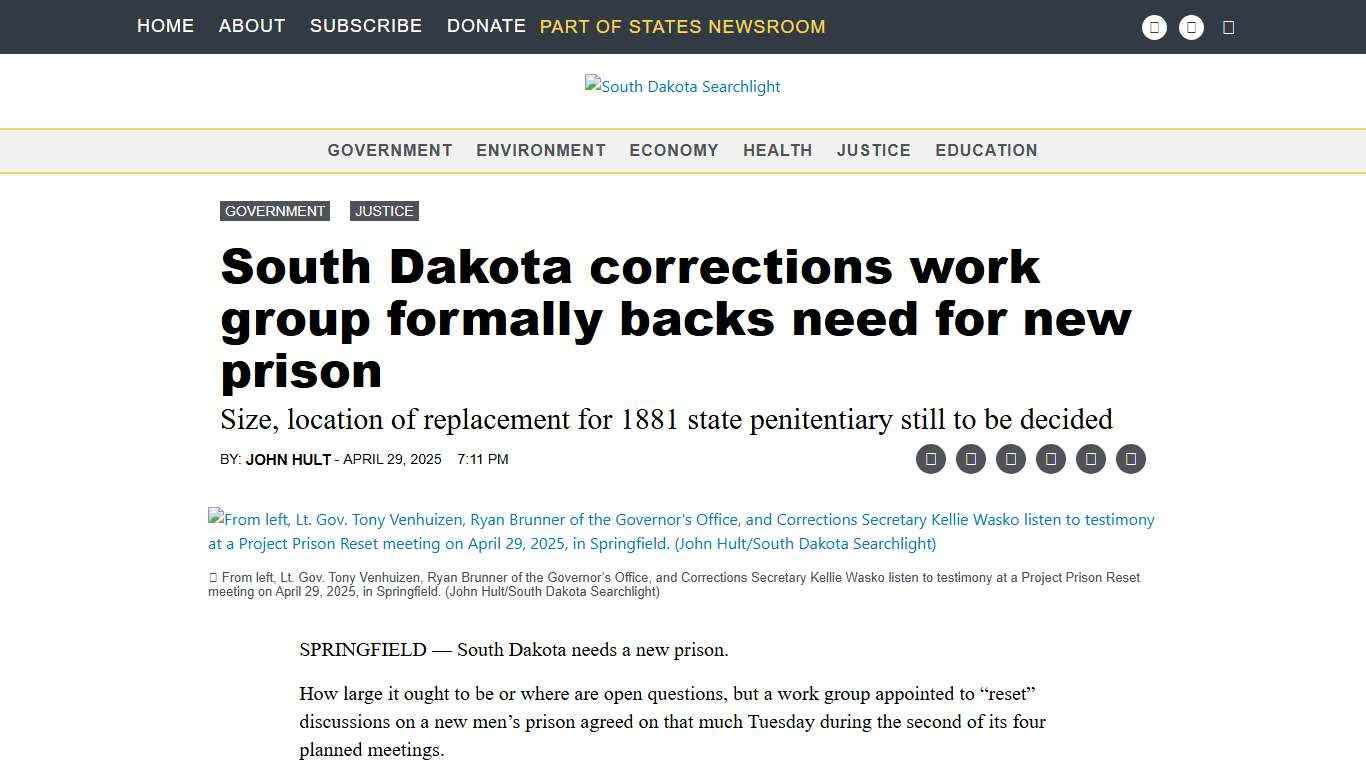 South Dakota corrections work group formally backs need for new prison • South Dakota Searchlight