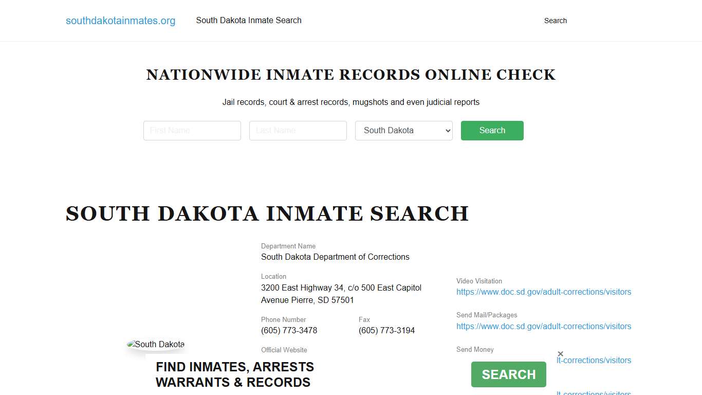 South Dakota Offender Lookup - SD DOC Inmates